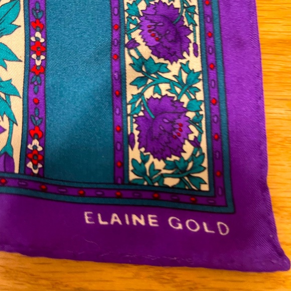 NWOT Elaine Gold 100% Silk Scarf. XIIX Collection. ONLY 5 OF THIS PATTERN! - Picture 3 of 4